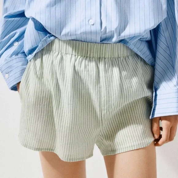 Zara Striped Gray Women's Shorts - Picture 8 of 8